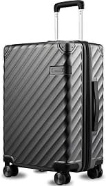 LUGGEX Luggage with Spinner Wheels, Polycarbonate Expandable Hard Shell Suitcase, Carry On 20 Inch, Silver - Best Deal Finder