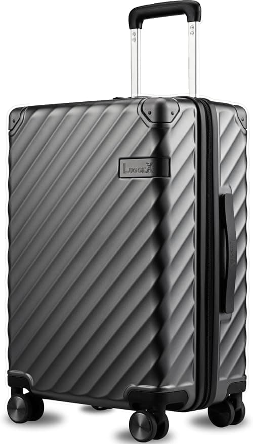 LUGGEX Luggage with Spinner Wheels, Polycarbonate Expandable Hard Shell Suitcase, Carry On 20 Inch, Silver on Amazon - Best Deal Finder