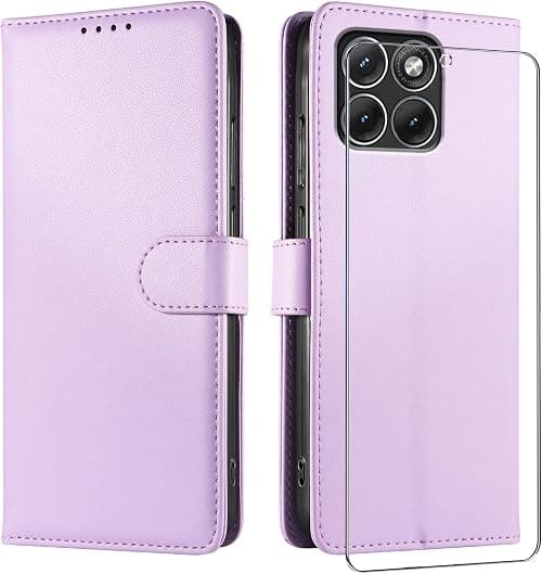 Motorola Moto G67 / G77 / G87 5G Case with Tempered Glass, High Quality PU Leather Flip Case Cover [Wallet with RFID Protection] - Lilac on Amazon.ae - Price Tracker
