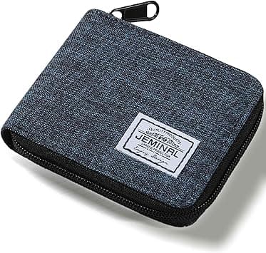 JEMINAL Zip Short Wallet for Men & Women: Boys & Girls Travel Bifold Fabric Canvas Wallet with Card Case - Women' Large Capacity Zip Wallet with Coin Purse Blue, Blue, Casual and Simple on Amazon.ae - Price Tracker