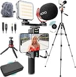 Movo iVlogger-PRO Vlogging Kit with Full Tripod for iPhone/Android - USB-C/Lightning YouTube Starter Kit for Content Creators - Accessories: Phone Tripod, Phone Mount, RGB Light and VXR10 Shotgun Mic - Best Deal Finder