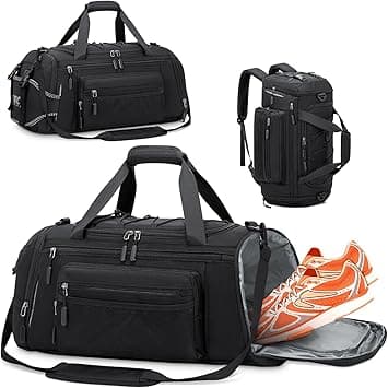 RAINSMORE Gym Sports Bag Mens Women 45L Large Holdall Duffle Bag with Shoe Compartment & Wet Pocket Waterproof Travel Training Weekend Bag, Black on Amazon.ae - Price Tracker
