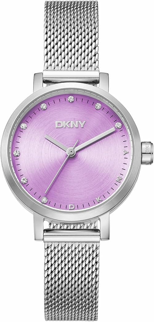 DKNY Evening Soho Mini Round Shape Analog Wrist Watch for Women, 30 mm Case Size, Pink/Silver on Amazon.ae - Price Tracker