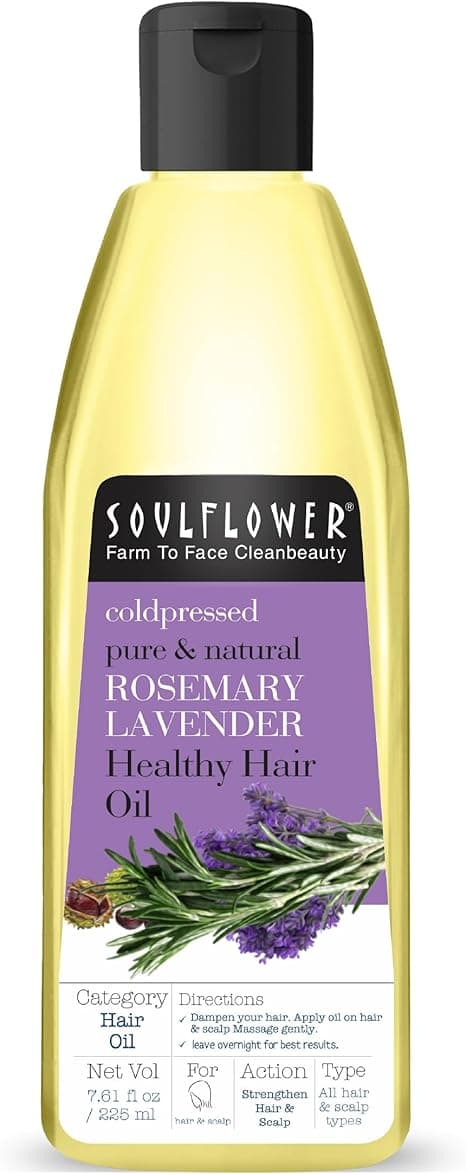 Soulflower Rosemary Lavender Oil for Healthy Hair, Scalp, Hair Roots - 100% Pure & Natural Undiluted Coldpressed Oil, 225ml on Amazon.ae - Price Tracker
