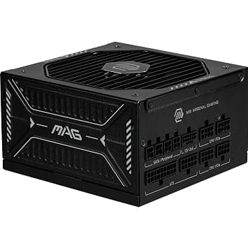 MSI MAG A1000GLS PCIE5 Power Supply Unit, 1000W, 80 PLUS Gold, ATX 3.1, PCIe 5.1 GPU Support, Native 12V-2x6, Dual-color 12V-2x6 connector, ATX PSU, Embossed Jacket Cables on Amazon.ae - Price Tracker