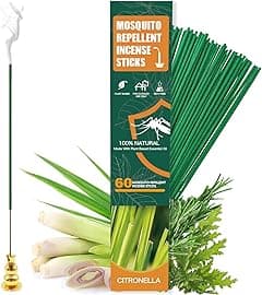 60pcs Mosquito Repellent Citronella Incense Sticks with Holder,Natural Plant Ingredients Citronella Oil Lemongrass Rosemary Oil,DEET Free Repellent Outdoor (Citronella Incense Sticks) - Amazon.ae Price Tracker