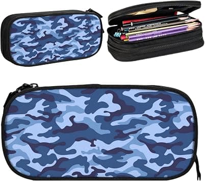 Adult Black Camo Pencil Case Box, Large Capacity College Pencil Bag Pouch Marker Organizer with 2 Compartments & Durable Zipper على Amazon.ae - متتبع الأسعار