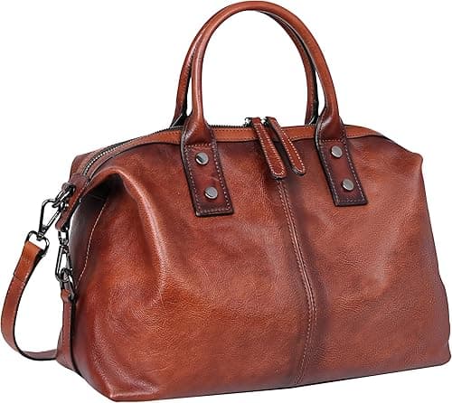Iswee Genuine Leather Satchel Tote Bag Top Handle Handbag Designer Shoulder Bag Large Capacity Cross Body Bag on Amazon.ae - Price Tracker