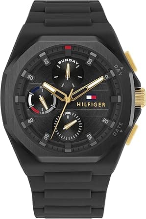 Tommy Hilfiger Mens Sporty Watch - Multifunction Silicone Wristwatch - Water Resistant up to 5 ATM/50 Meters - Premium Fashion Timepiece for All Occasions - 44 mm on Amazon.ae - Price Tracker