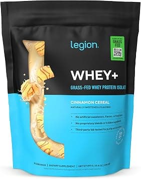 LEGION Whey+ Protein Powder (Cinnamon Cereal) - Low Carb and Calorie Whey Isolate Protein Powder - Non-GMO, Lactose-Free, Sugar-Free Whey Protein Isolate Powder from Grass Fed Cows (30 Servings) - Best Deal Finder