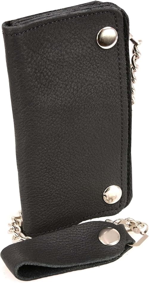 Milwaukee Leather MLW7883 Men's 6” Black Naked Leather Soft Biker Wallet - Bi-Fold Anti-Theft Stainless Steel Chain on Amazon.ae - Price Tracker