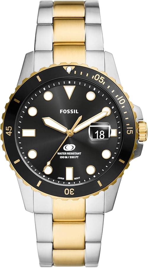 Fossil Blue Dive Three-Hand Date Two-Tone Stainless Steel Watch - FS6031 on Amazon.ae - Price Tracker