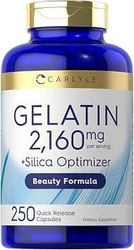Gelatin 2160 mg | with Silica Optimizer | 250 Capsules | Non-GMO, and Gluten Free Supplement | by Carlyle على Amazon.ae - متتبع الأسعار