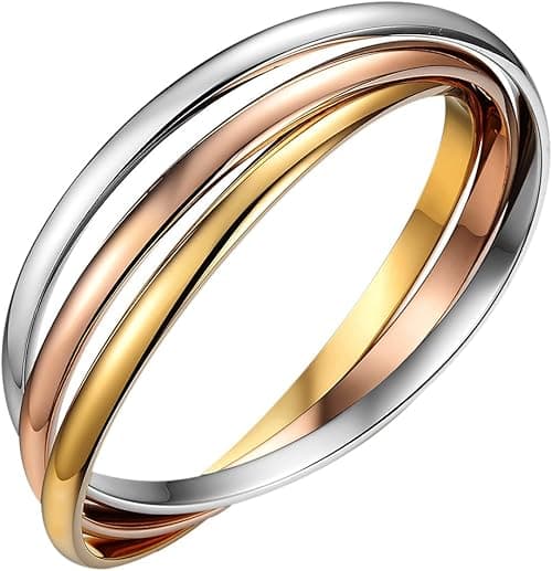 OIDEA Interlocking Bangle Bracelets for Women, Tri-Colour Stainless Steel Stackable Cuff Bracelet Friendship Bracelets Jewelry Gifts on Amazon.ae - Price Tracker