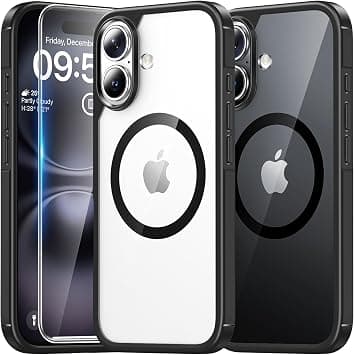 TAURI for iPhone 16 Case,[Compatible with MagSafe] with 1-Pack Screen Protector, Military-Grade Protection, [Anti-Yellowing] Shockproof Transparent Back Bumper Phone Cover - Black on Amazon.sa - Price Tracker