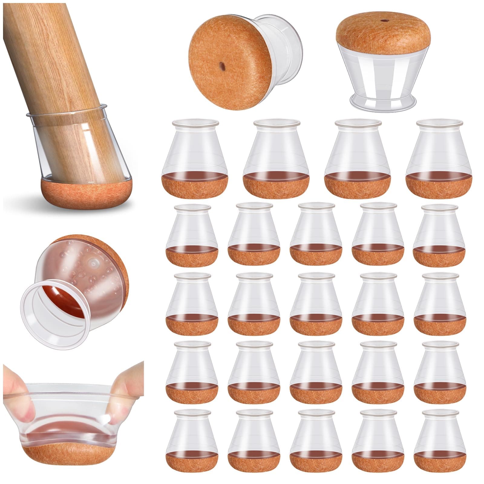 PISAO 24 Pcs Chair Leg Floor Protectors, Silicone Chair Leg Protectors Caps Covers for Hardwood Floors, Furniture Pads Sliders with Wrapped Felt Bottom Extra Small (Fit:0.5"-0.75") on Amazon.ae - Price Tracker