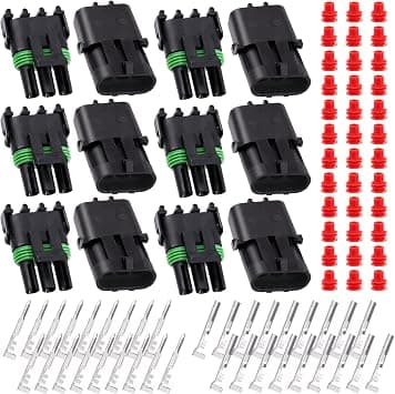 Glarks 84Pcs 6 Kit 3 Pin Way Waterproof Automotive Electrical Wire Connectors Terminals Plugs Kit, 3 Male & Female Pin Terminal Automotive Harness Plug Car Spark Plug Connector Set for Car Truck Boat on Amazon.ae - Price Tracker