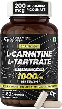 Carbamide Forte L-Carnitine 1000mg Capsules for Men & Women | L Carnitine Tartrate capsules | Pre Workout Supplement - 60 Veg Capsules on Amazon.ae - Price Tracker