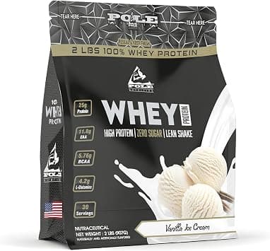 Pole Nutrition Whey Protein | Lean Muscle Shake | High Protein, Zero Sugar | (907g) | Supports Recovery & Muscle Growth, 2 LBS | Vanilla Ice Cream on Amazon.ae - Price Tracker