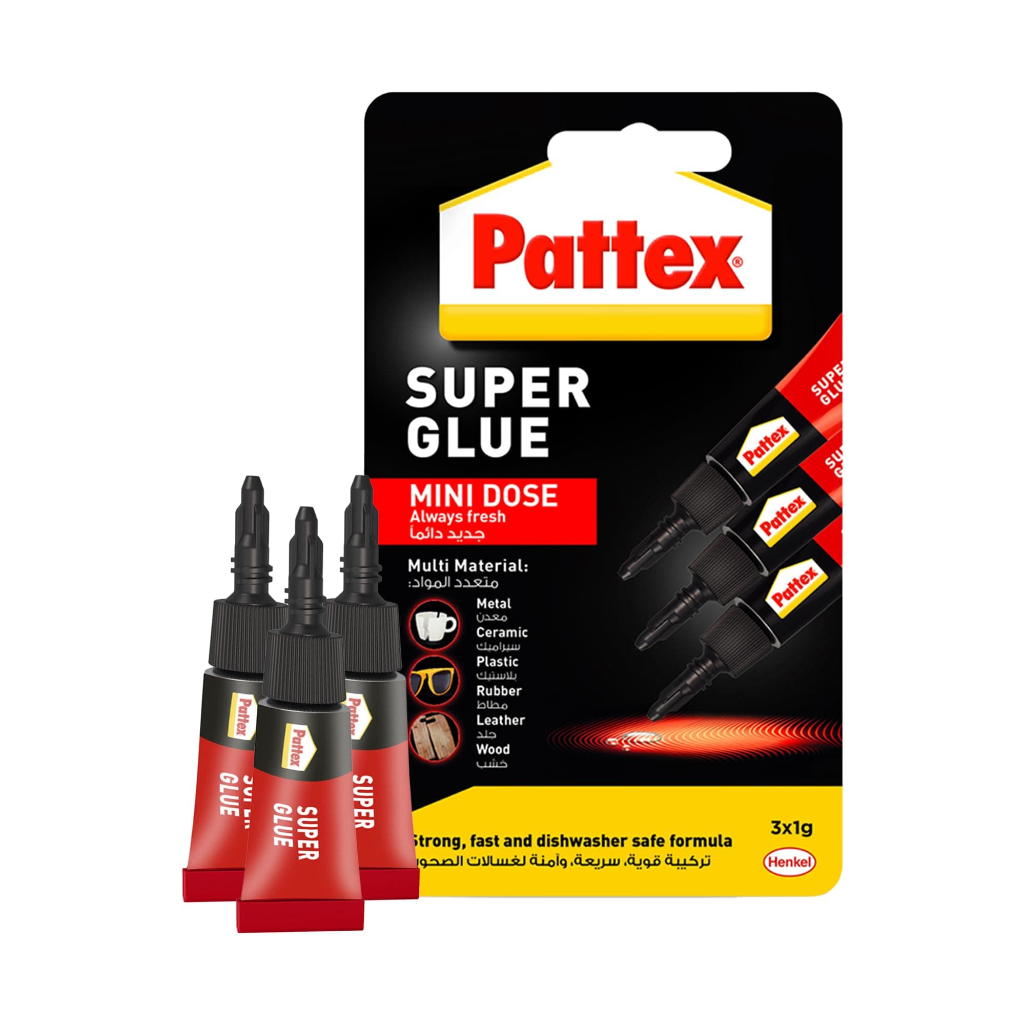 Pattex Super Glue Mini Dose, Strong All Purpose Adhesive For Repairs , Easy To Use Instant Super Glue, 3X1G on Amazon.ae - Price Tracker