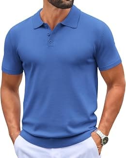 COOFANDY Mens Knit Polo Shirts Casual Short Sleeve Button Polo Shirt Classic Golf Shirts - Best Deal Finder