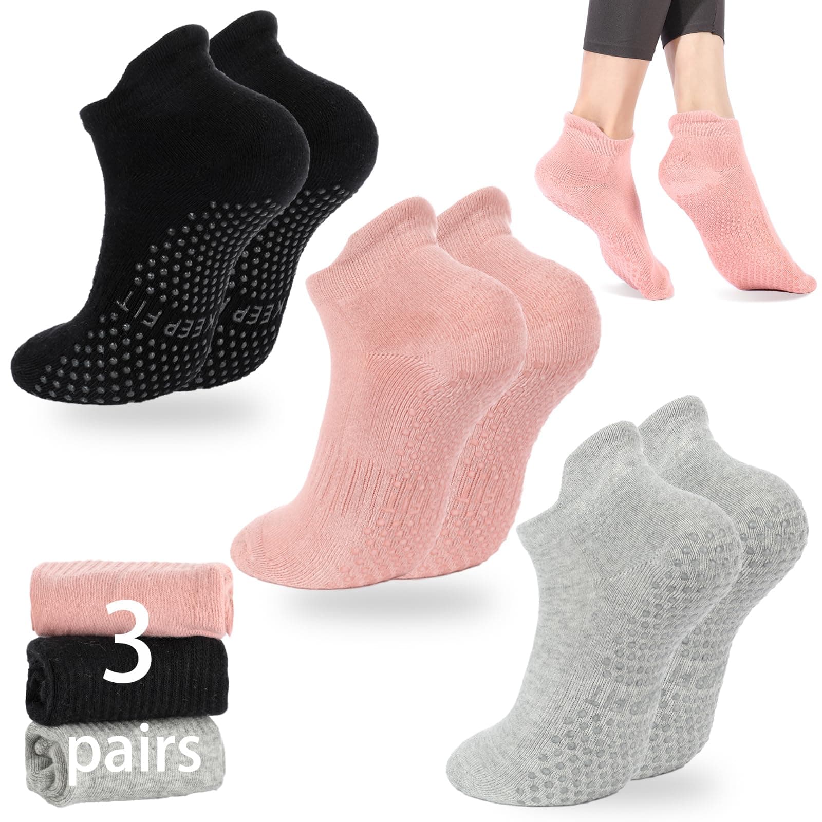 loudashuaiqi Grip socks 3 pairs Pilates grip socks Pilates socks grip socks soccer on Amazon.ae - Price Tracker