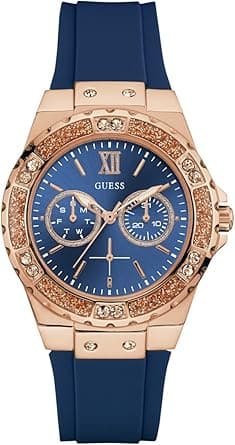 GUESS Women's Stainless Steel + Stain Resistant Silicone Watch with Day + Date Functions on Amazon.ae - Price Tracker