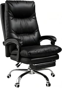 Office Chair with Footrest, Ergonomic Design, Adjustable Tilt Lock, Big and Tall PU Leather Executive Chair, Swivel Rolling Chair for Adult Working Study, Desk Chair Comfy for Home Office (black) on Amazon.ae - Price Tracker