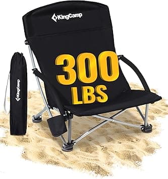 KingCamp Low Beach Chairs for Adults Folding Portable Lightweight Lawn Chair Heavy Duty Oversized Camping Chair with Cup Holder Carry Bag for Outdoor Picnic Pool Concert Travel Black - Amazon.ae Price Tracker