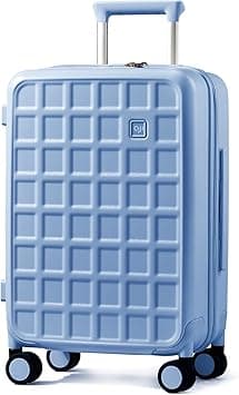 Carry On Luggage Suitcases With Wheels: Carry On Luggage 22x14x9 Airline Approved - Luggage With 8 Spinner Wheels, 100% PC Hard Shell - Suitcase For Travel Business (Blueberry Blue) on Amazon.ae - Price Tracker