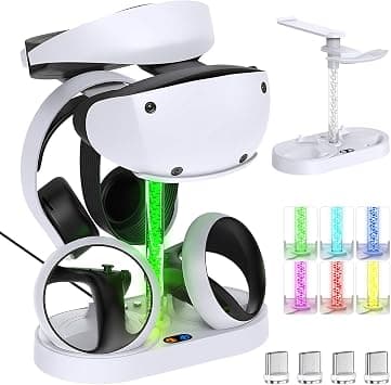 FYOUNG Charging Station for PSVR2 Controller, LED Charging Dock Stand for Playstation VR2 with Magnetic Charging Connector for PS VR2, PSVR headset Display Stand Base with Charger Cable-White on Amazon.ae - Price Tracker