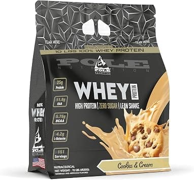 Pole Nutrition Whey Protein | Lean Muscle Shake | High Protein, Zero Sugar | (4535g) | Suppor Recovery & Muscle Growth (10 Lbs, COOKIE & CREAM) on Amazon.ae - Price Tracker