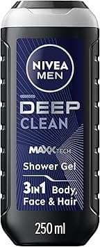 NIVEA MEN 3in1 Shower Gel Body Wash, Cleansing DEEP Micro-Fine Clay, Woody Scent, 250ml, packaging may vary on Amazon.ae - Price Tracker