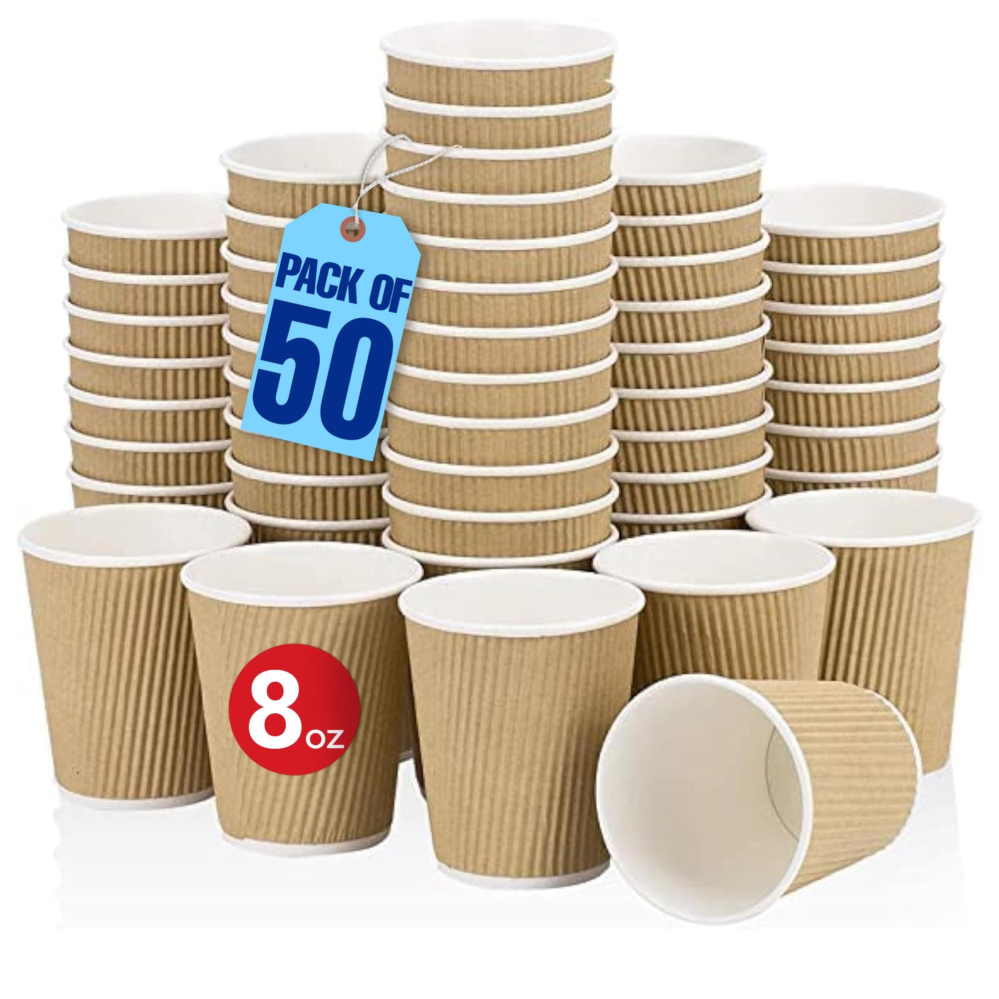 MARKQ [Set of 50] [8 Oz] Brown Disposable Ripple Insulated Coffee Cups – Eco-Friendly Hot Beverage Corrugated Paper Cups for Tea on Amazon.ae - Price Tracker