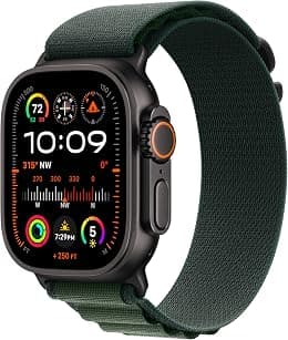 Apple Watch Ultra 2 GPS + Cellular 49mm Smartwatch, Sports Watch with Black Rugged Titanium Case and Dark Green Alpine Loop - L. Fitness Tracker, Precision GPS, Extra-Long Battery Life, Carbon Neutral - Best Deal Finder