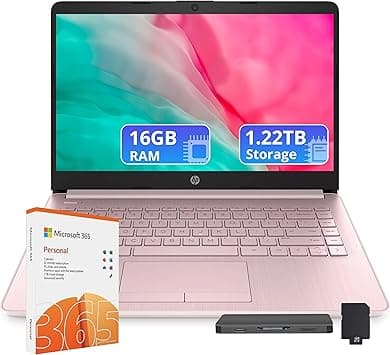 HP Flagship 14" Laptop with 1 Year Office 365 | 16GB RAM | 1.22TB Storage(64GB eMMC & 160GB Docking Station & 1TB Cloud Storage) | Intel 4-Core Processor| Webcam | Wi-Fi | Windows 11 | Pink on Amazon.ae - Price Tracker