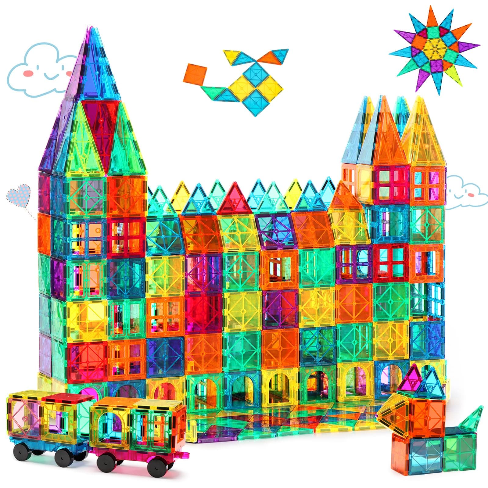 Gemmicc 100 PCS Magnetic Tiles with 2 Cars, STEM Approved Educational Magnet BuildingToys, Magnet Puzzles Stacking Blocks for Boys Girls on Amazon.ae - Price Tracker
