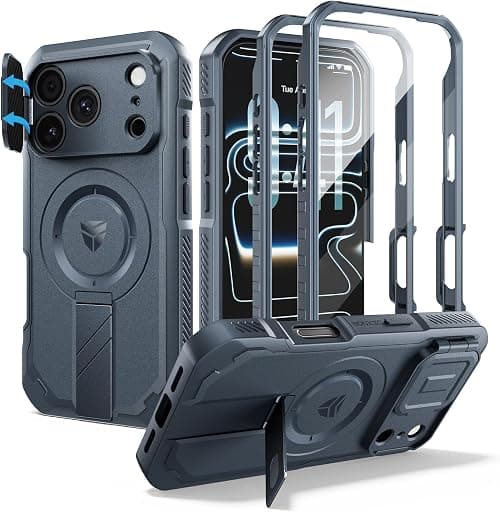 Dexnor for Phone 18 Pro Case, [2 Front Frame & Built-in Flip Camera Cover & Kickstand], Compatible with MagSafe, Heavy-Duty Shockproof Case with Screen Protector, 6.3 inch Navy Blue on Amazon.ae - Price Tracker