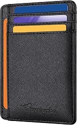 Travelambo Front Pocket Minimalist Leather Slim Wallet RFID Blocking Medium Size - Best Deal Finder
