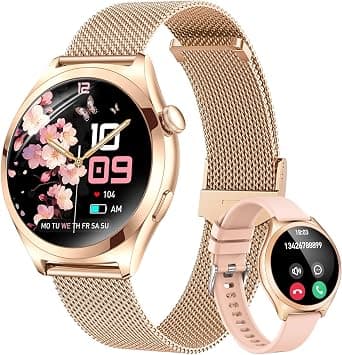Smart Watch for Women(Answer/Make Calls), 1.27" Smartwatch with Heart Rate/SpO2/Sleep Monitor, 100+ Sport Modes, IP68 Waterproof Fitness Watches for Android & iPhone, 2 Bands, Rosegold on Amazon.ae - Price Tracker