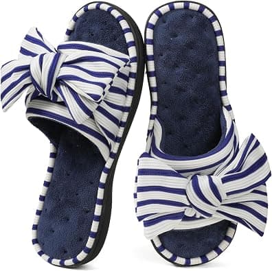 ULTRAIDEAS Women's Memory Foam Open Toe Slide Slippers with Cute Bowknot, Ladies' Slip on House Shoes Spa Slippers with Indoor Outdoor Anti-Skid Rubber Sole on Amazon.ae - Price Tracker