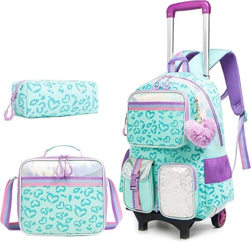 HTgroce School Bag with Wheels Trolley School Bag Backpack School Backpack Trolley School Trolley School Bag Girls Large Trolley School Bag Backpack with Wheels for Girls Children on Amazon.ae - Price Tracker