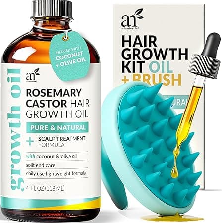 artnaturals Organic Rosemary Castor Hair Growth Oil 4.0oz with Coconut &amp; Olive Oil - Invigorating Nourishing Treatment for Hair &amp; Scalp, Targeting Dryness, Damaged Hair, Split Ends for Healthy Hair on Amazon.ae - Price Tracker