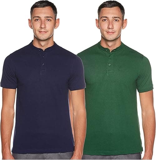 Amazon Brand - Symbol Men's Solid Henley Regular fit Polo (Pack of 2) (Henley-PO2) on Amazon.ae - Price Tracker