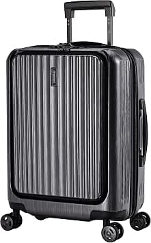 Eminent Hard Shell Carryon Luggage Alfred Front-loading Business Cabin Luggage trolley with Built in 2 sided TSA Compatible Combination Lock and USB port, KK50B (Carry-On 20-Inch, Brushed DK Silver) on Amazon - Best Deal Finder
