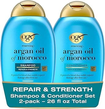 OGX Shampoo & Conditioner Renewing+ Argan Oil Of Morocco (2x 385ml), Sulfate-Free Surfactants for Gentle Cleansing and Deep Hydration, Moroccan Oil Haircare Set for Damaged and Dry Hair on Amazon.ae - Price Tracker