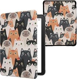 kwmobile e-reader compatible with Amazon Kindle Paperwhite (2024) / Colorsoft case - Magnetic closure - Ereader case - Cats in orange/black/white - Best Deal Finder