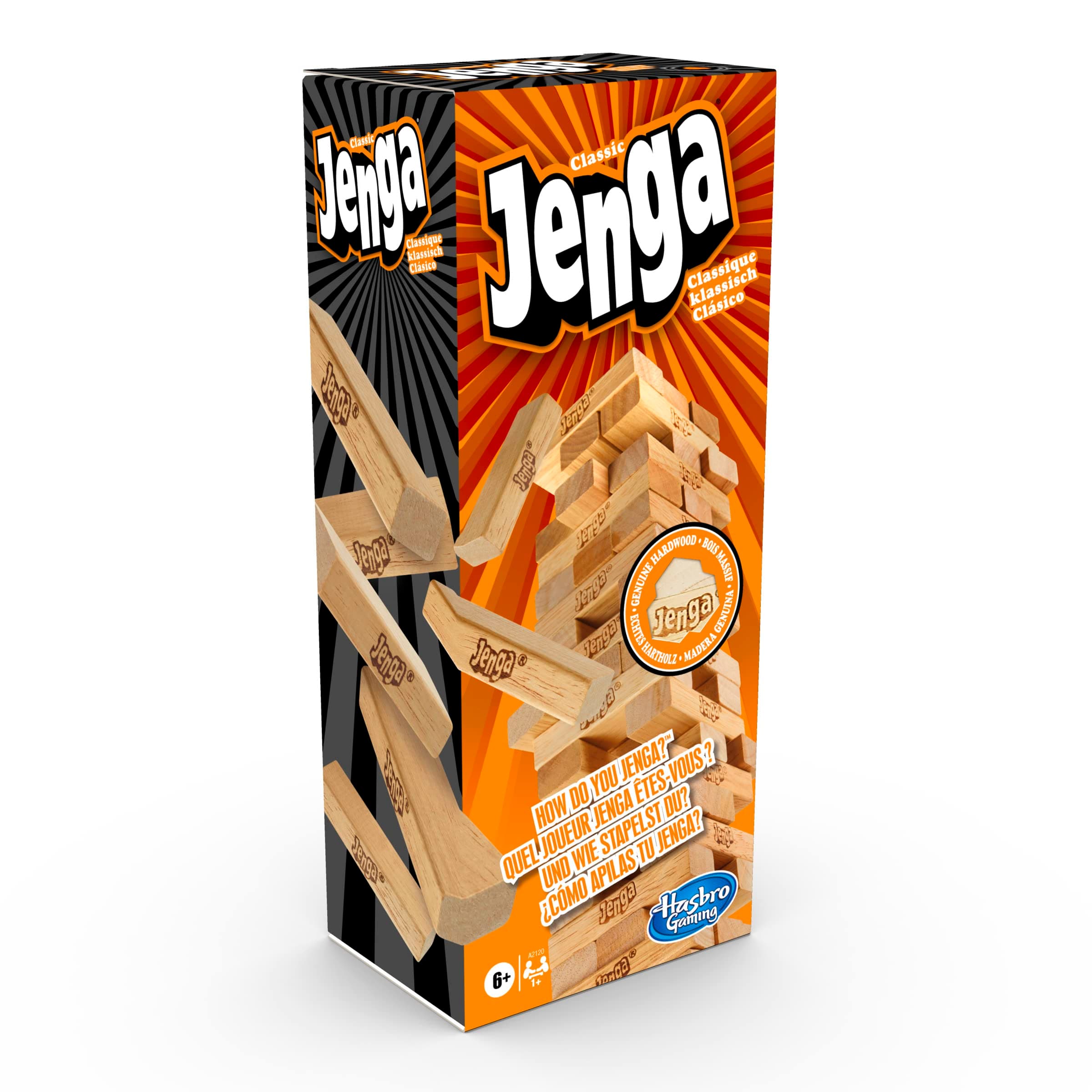 Hasbro Gaming - Classic Jenga Game, Genuine Hardwood Blocks, Jenga Stacking Tower Party Game For Family And Kids Ages 6+, Birthday Gift & Gift For All Ocasions on Amazon.ae - Price Tracker