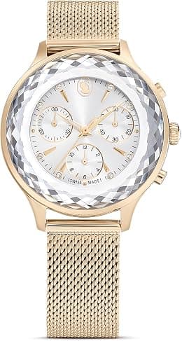 Swarovski Octea Nova Women's Watch with Rose Gold Case, Black Dial, Crystals and Black Leather Strap - Best Deal Finder