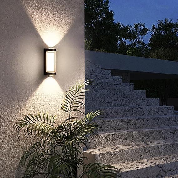 Outdoor Wall Light Black LED Waterproof 3000 K Modern Warm White IP65 Up Down Wall Lighting for Garden Halls Terrace Patio on Amazon.ae - Price Tracker